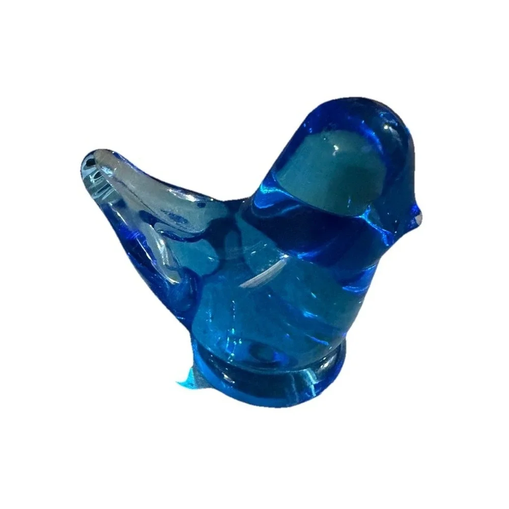 Vintage Signed Cobalt Blue Glass Bird Bluebird of Happiness 1993